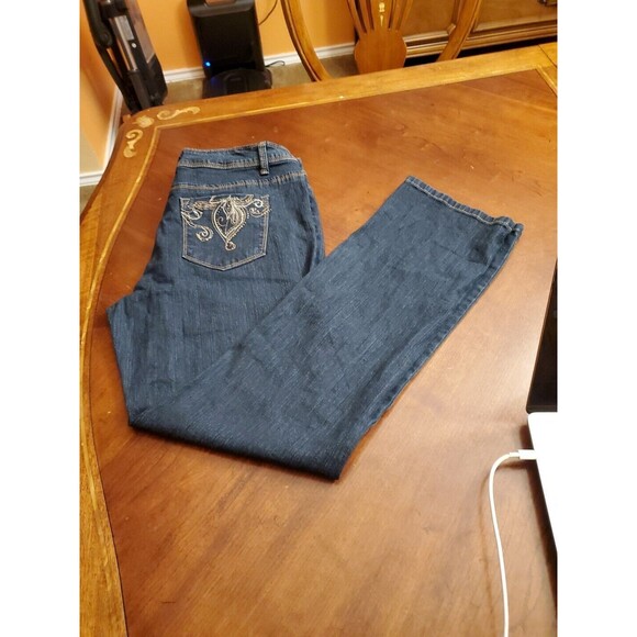 Fantasy Blue Jeans Dark Wash Trousers Career Size 10 Average Boot Cut Cotton Bld - Picture 2 of 9